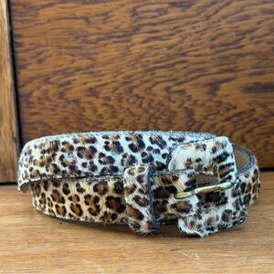 Vintage Y2K 90's Genuine Leather Calf Hair Leopard Belt Sz M